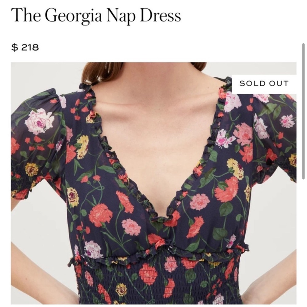 Hill House The Georgia Nap Dress in Navy Multi Peony Bouquet, size Medium - Picture 4 of 14